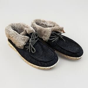 Hey Dude Women’s Wendy Funk Fur Lace-Up Shoes Navy – Faux Fur Lined Size 10